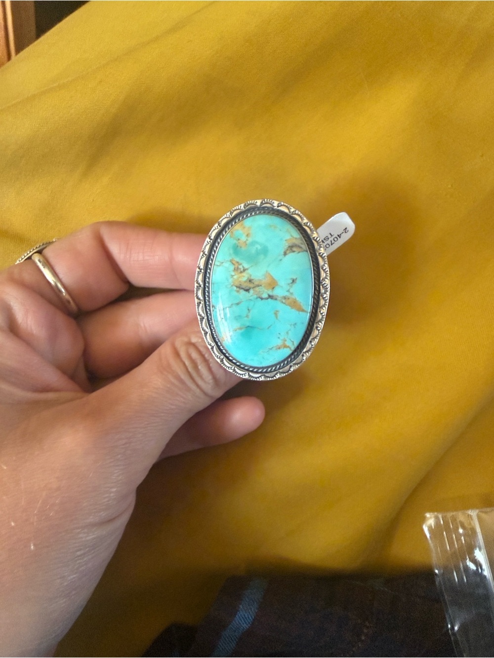 Genuine Turquoise Oval Sterling silver Statement Ring by Turquoise Skies